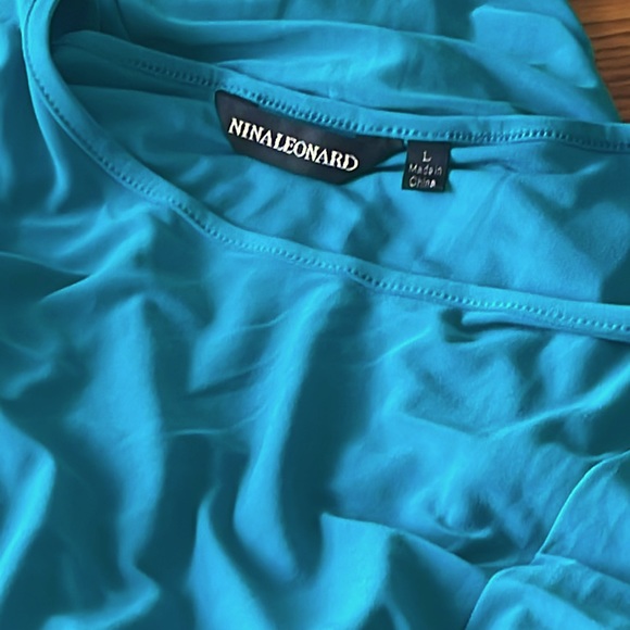 🛍️ 5 for $20 🛍️ Teal colored dress, size large, by Nina Leonard - Picture 5 of 6